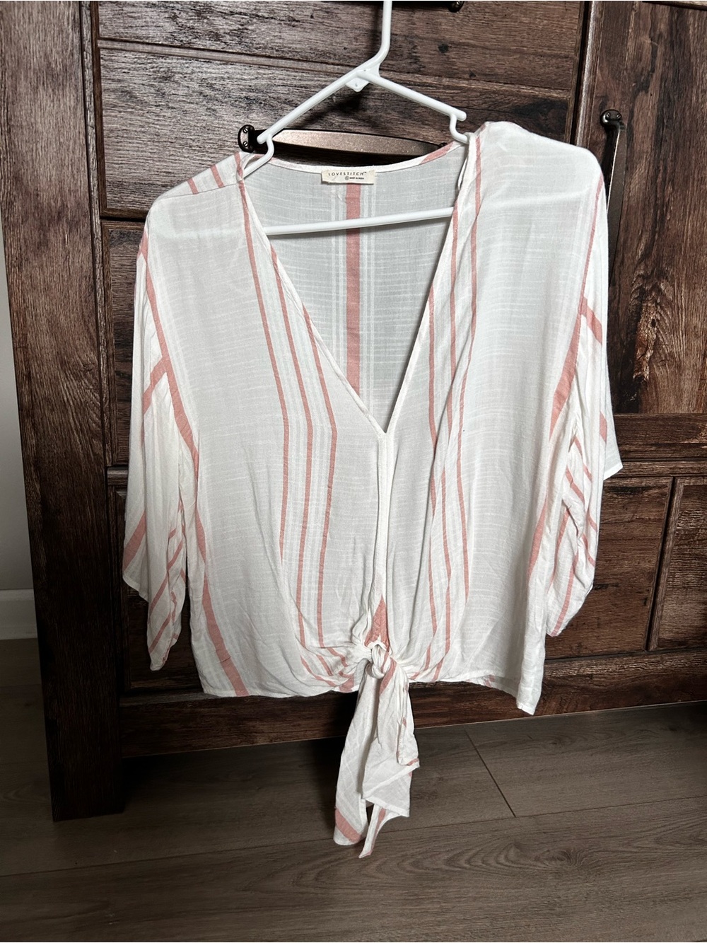 Lovestitch | White Blouse Vertical Stripes